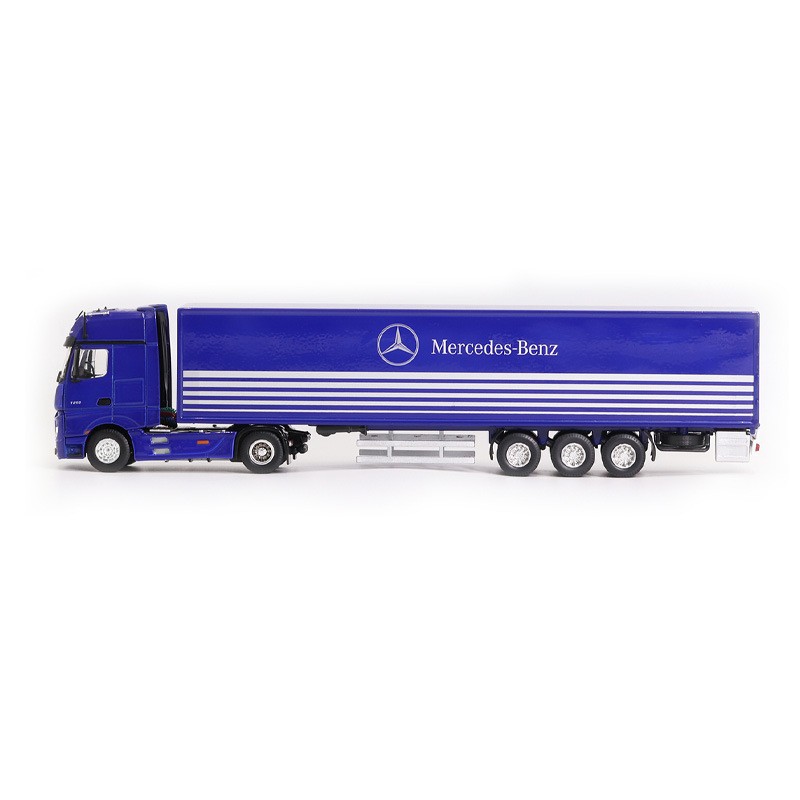 1:50 奔驰合金比例模型蓝色物流卡车模型集装箱模型