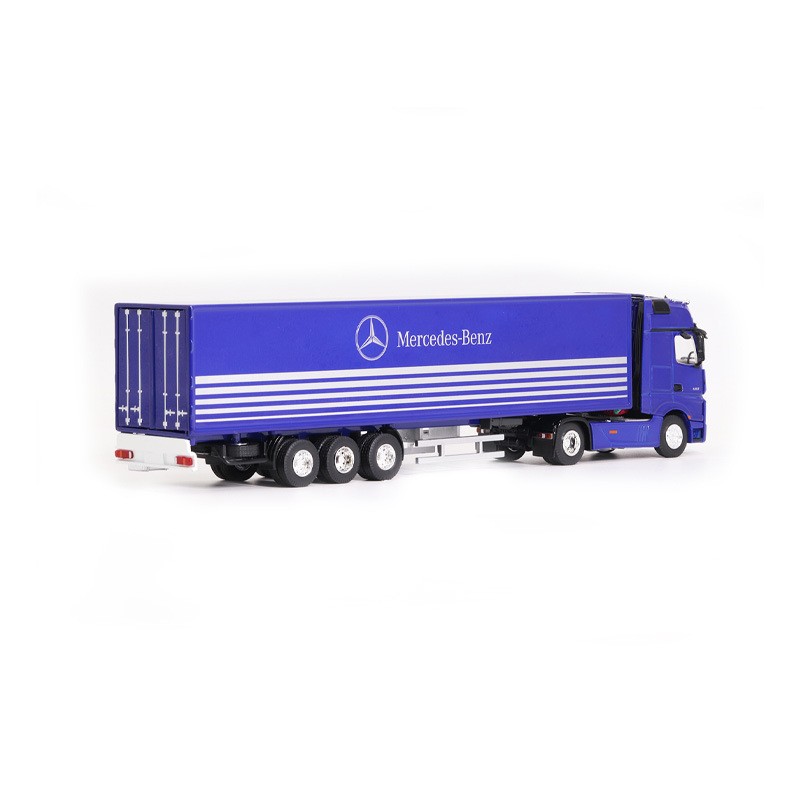 1:50 奔驰合金比例模型蓝色物流卡车模型集装箱模型