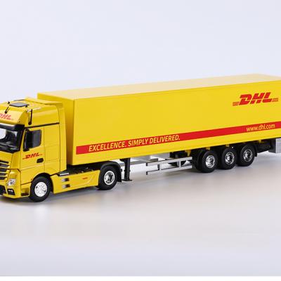 1:50 Mercedes-Benz flat cabinet truck logistics model alloy DHL logistics container simulation head model craft gift decoration customization